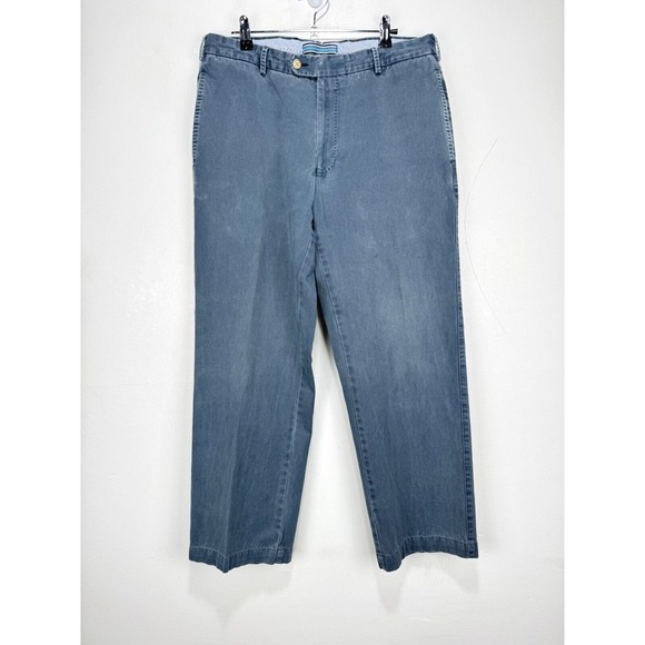 Peter Millar Other - Peter Millar Raleigh Washed Twill Flat Front Pants Blue Pima Cotton Size‎ 33x27